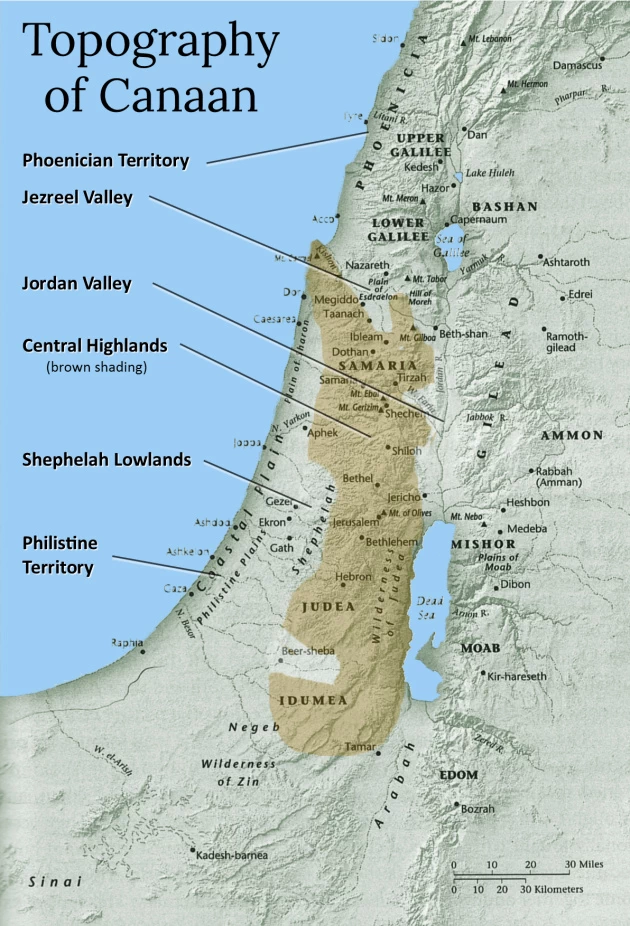 Reference map of ancient Canaan
