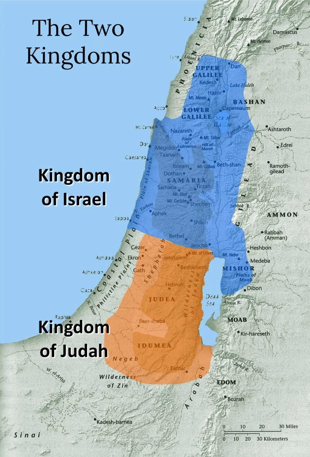 The two kingdoms of Israel and Judah